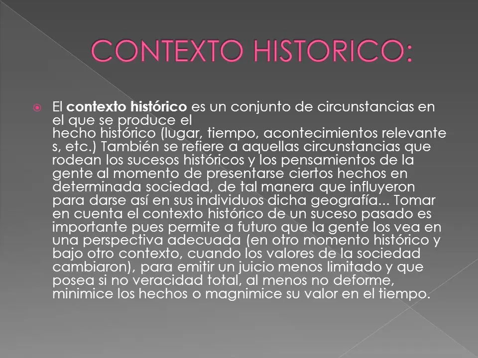 el contexto histórico lugar de los hechos - Cómo describir el contexto histórico