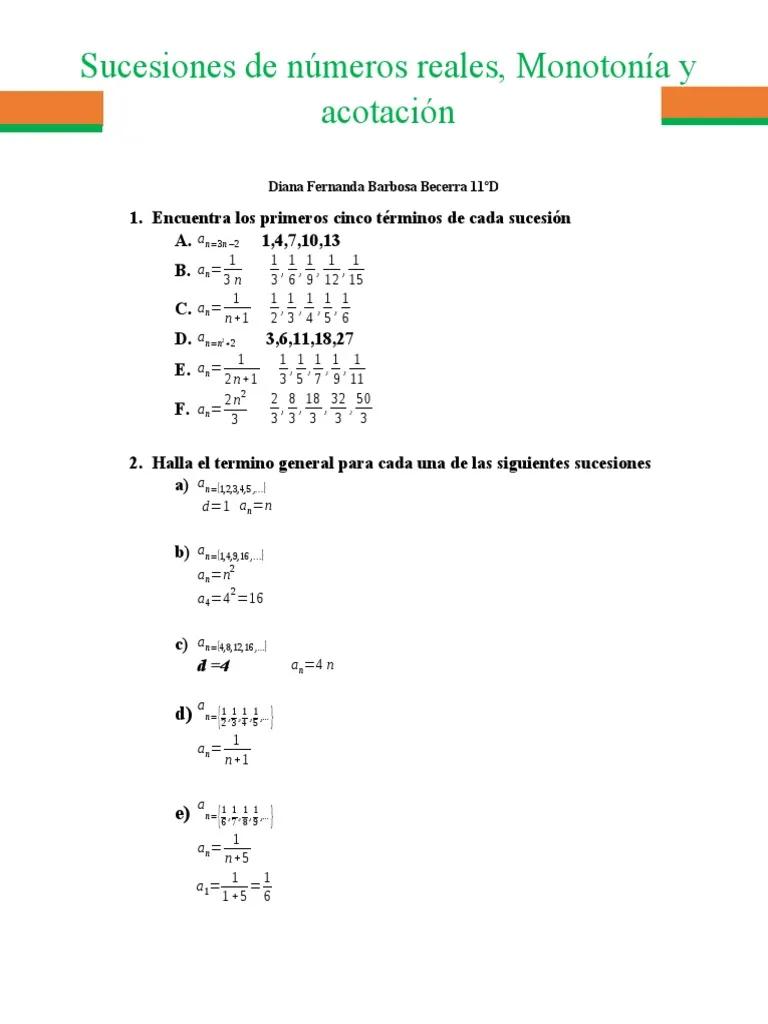 sucesion de numeros reales termino general resueltos - Cómo hallar el término general de una sucesión ejemplos