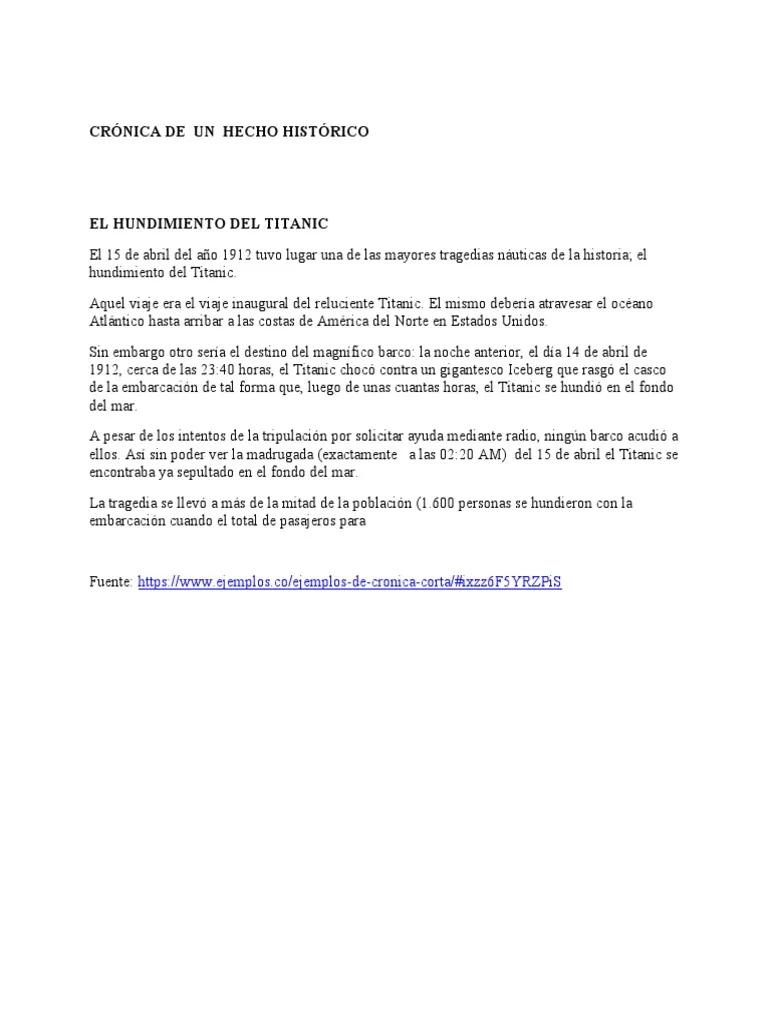 cronica corta de un hecho historico - Cómo se hace una crónica ejemplo