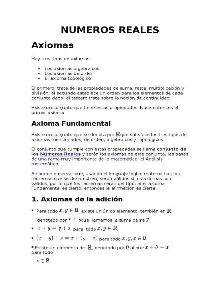 axiomas de los numeros reales historia - Cómo surgen los números reales historia