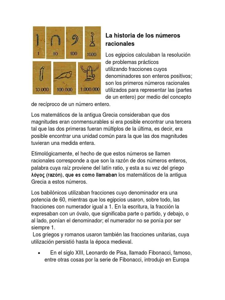 breve historia de los numeros reales racionales - Cuál es la historia de los números racionales