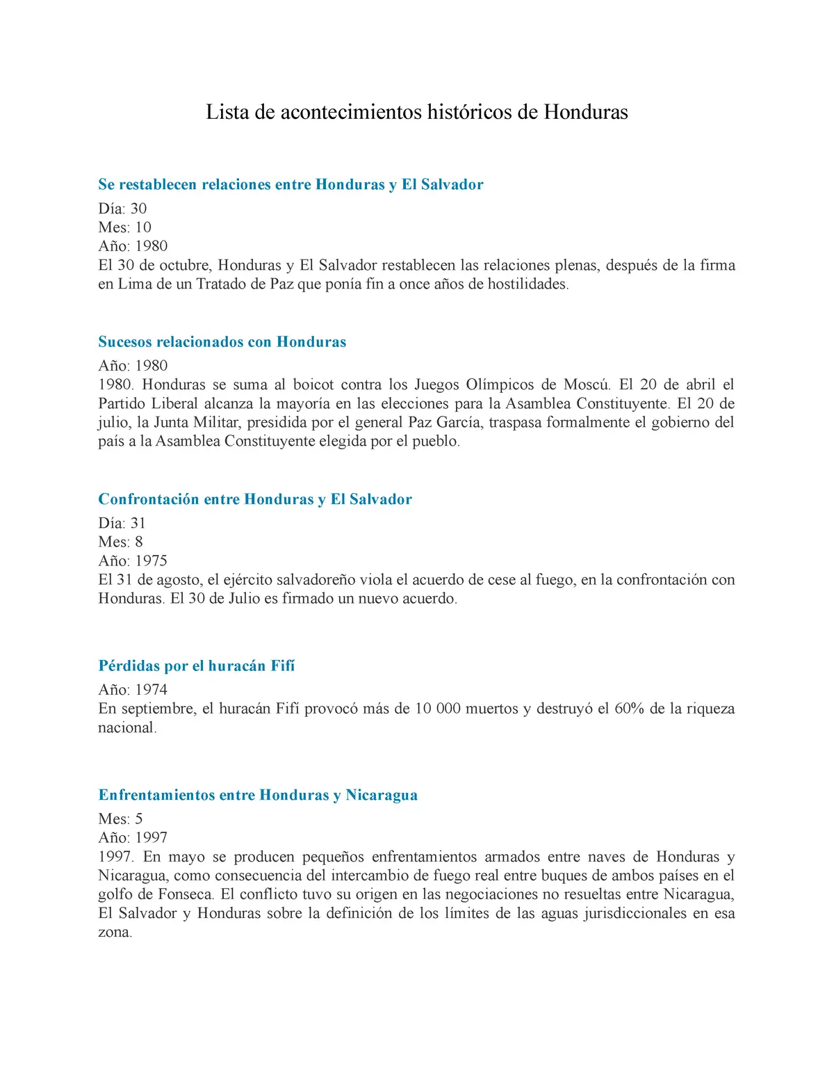 cinco hechos históricos ocurridos en honduras - Cuáles son los 5 periodos de la historia de Honduras