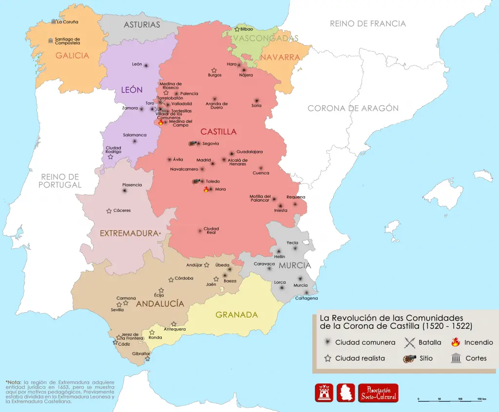 ubicacion geografica del hecho historico comuneros - Dónde tuvo lugar la revuelta de los comuneros