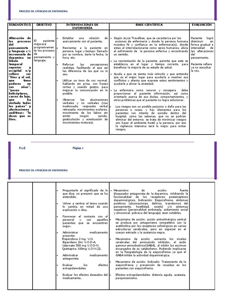 pae de enfermeria en esquizofrenia hechos reales - Qué actividades pueden realizar las personas con esquizofrenia