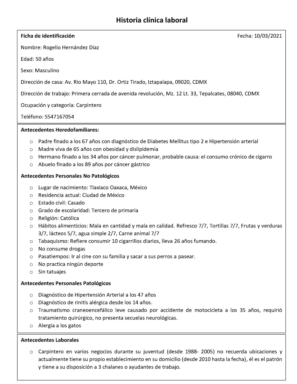 historia clinica medicina del trabajo reales - Qué debe contener una historia clínica del trabajador