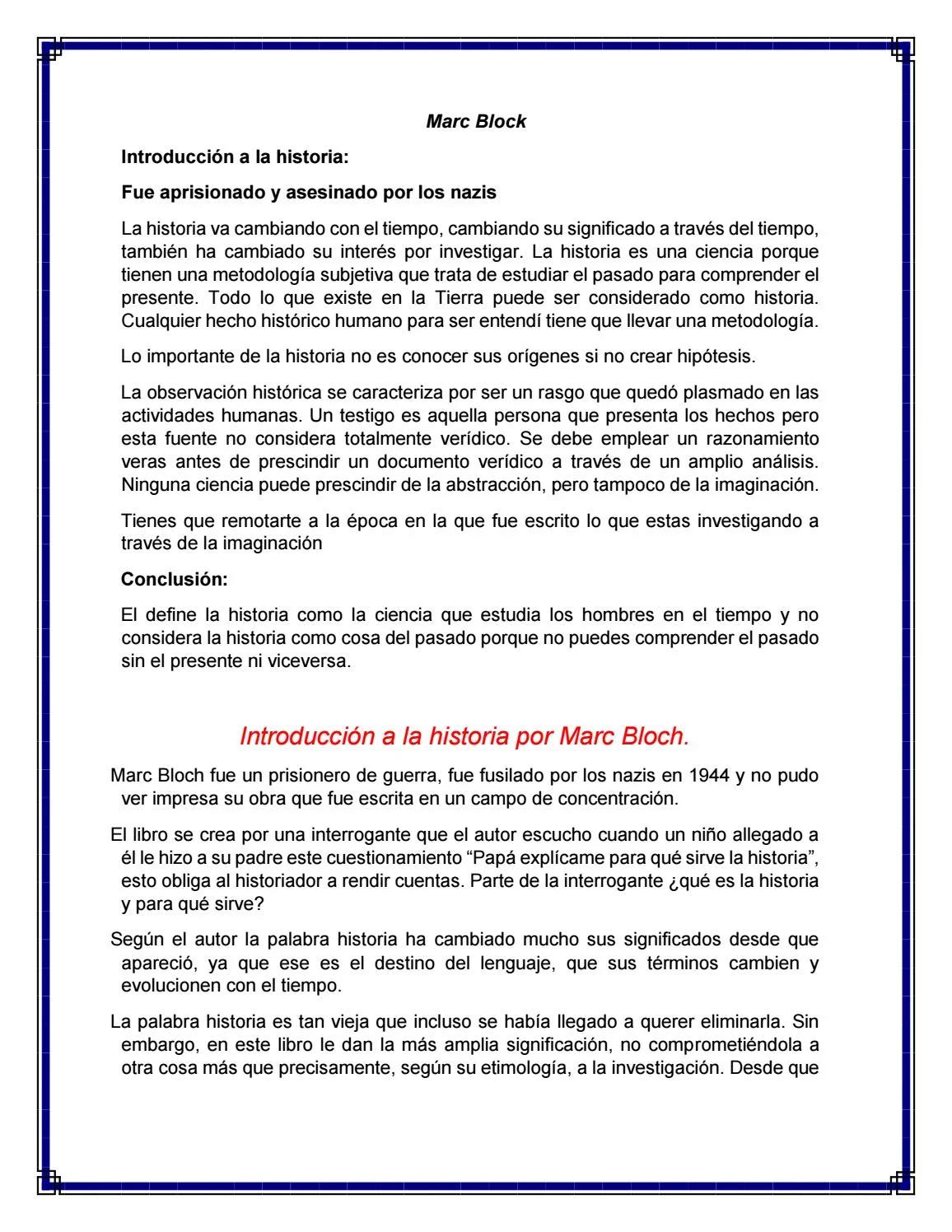 investigacion de un hecho historico segun marc bloch - Qué es el tiempo para Marc Bloch