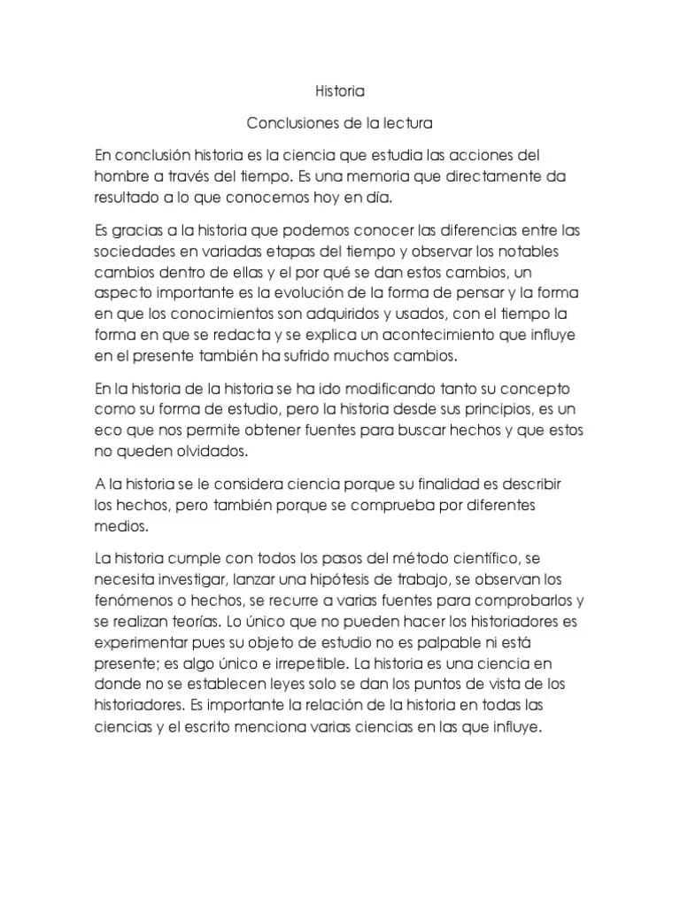 conclusion de los hechos historicos - Qué es la conclusión de la historia