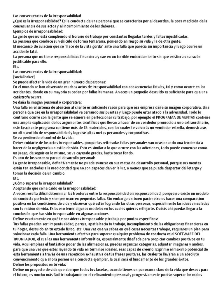 hechos reales de consecuencias por irresponsabilidades - Qué es responsabilidad de hecho