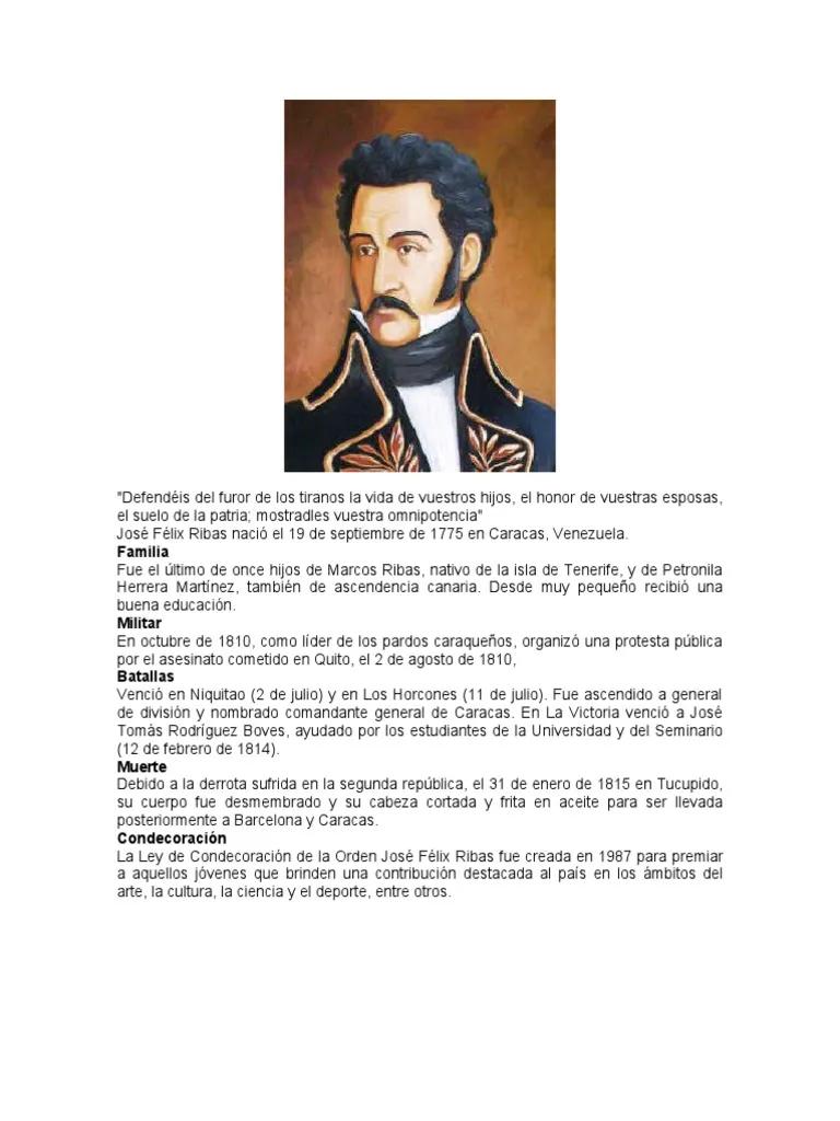 biografia de jose felix ribas que hecho historico refiere - Qué hizo Francisco José Ribas