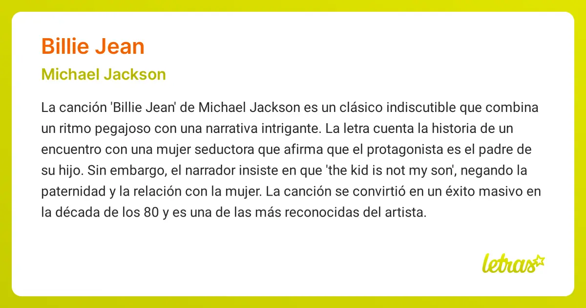 billie jean historia real - Qué mensaje transmite Billie Jean