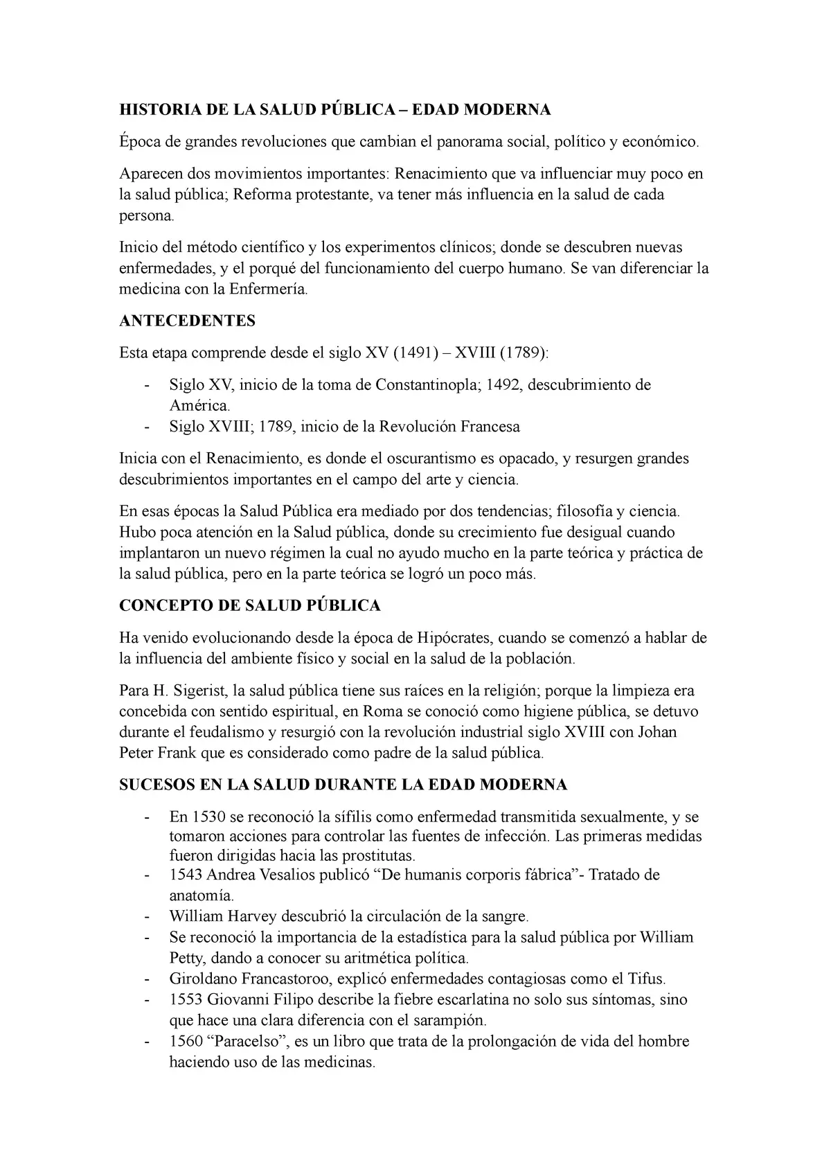 q hecho historico marco el inicio de la salud moderna - Qué pasó con la salud en la edad moderna