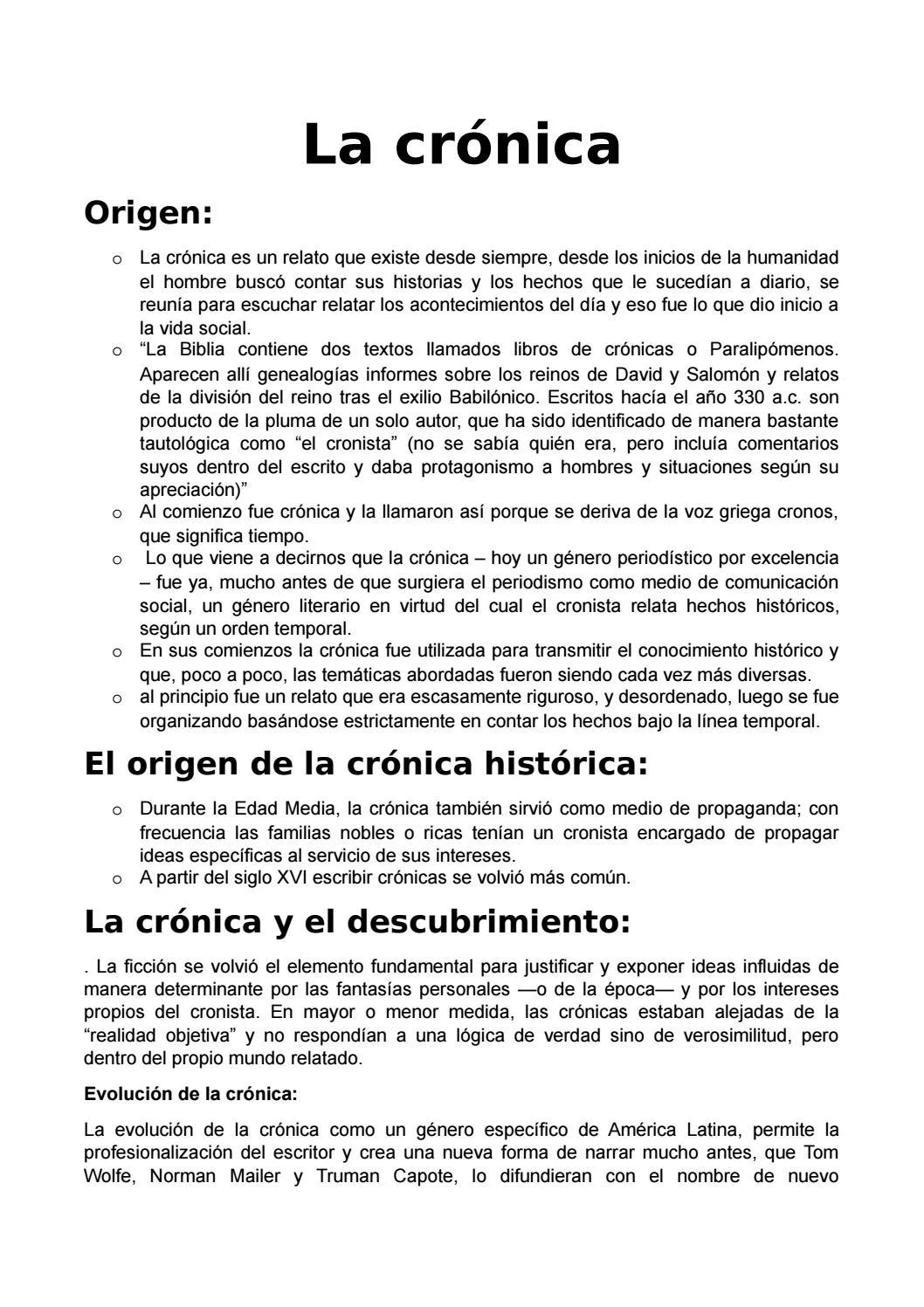 cronicas de hechos historicos - Qué son las crónicas de acontecimientos