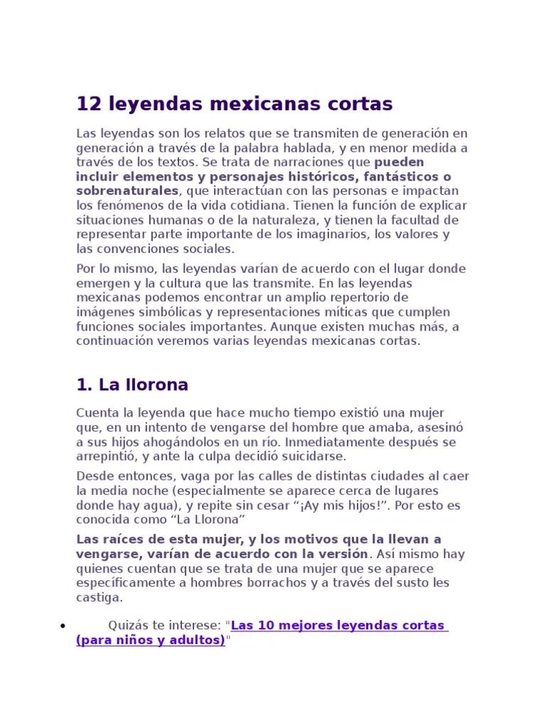 leyendas version para imprimir mexicanas en hechos reales - Qué tipos de leyendas existen en México